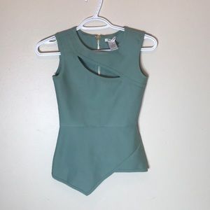 Mint Blouse with Gold Zipper